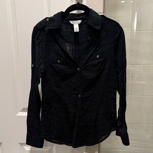 White House Black Market Black Button Down Shirt